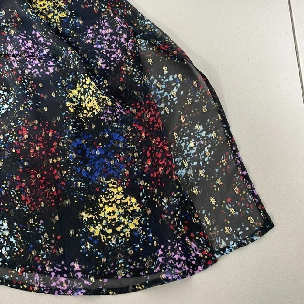 Free People Sheer Mini Dress Flowy Sleeves Shirred Black Size Medium Open Back